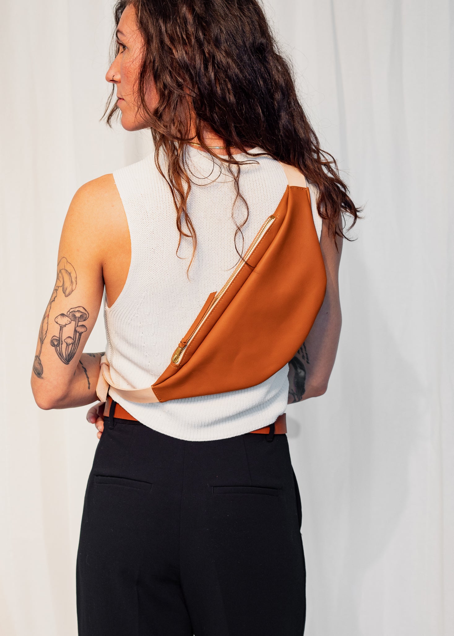 LAUREL SLING BAG | CARAMEL Leather Bag - handcrafted by Market Canvas Leather in Tofino, BC, Canada